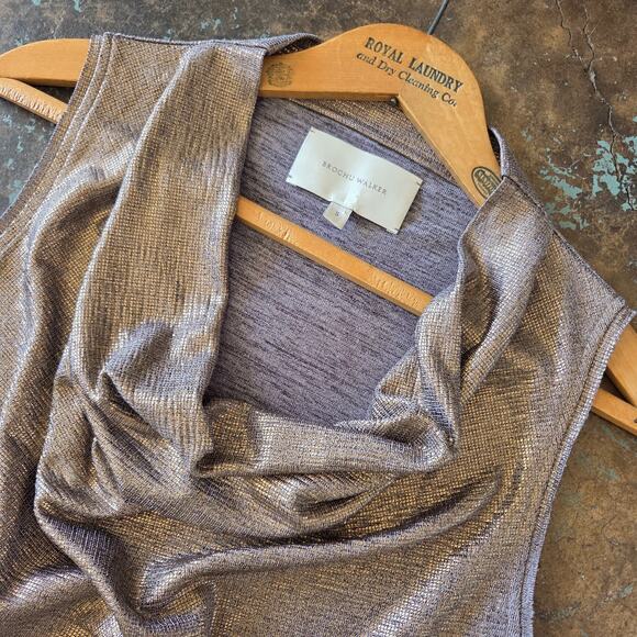 Brochu Walker The Nova Top Size S Bronze Liquid Metallic Cowl Neck Sleeveless - Picture 9 of 12